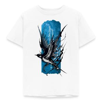 Graceful Soar: Elegant Flying Swallow - Kids' T-Shirt - white - Front - AI Model Kid Male (0cm)