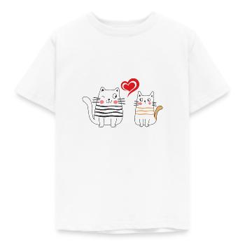 Valetine's Day Katzen Verliebte Paare Valentinstag - Kinder T-Shirt - Weiß - Vorne - AI Model Kid Male (0cm)