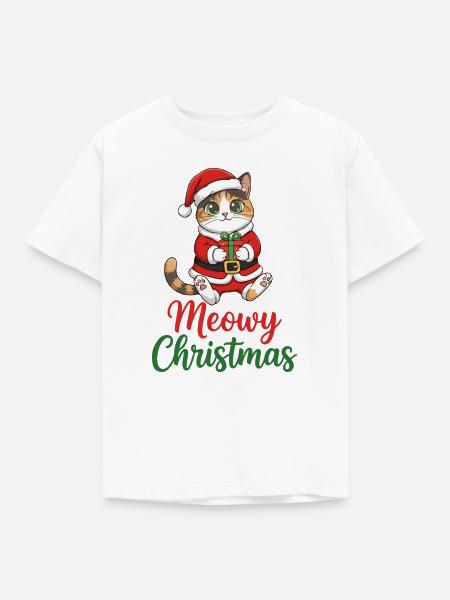 Miau-Weihnachts-Weihnachtskatze - Kinder T-Shirt - Weiß