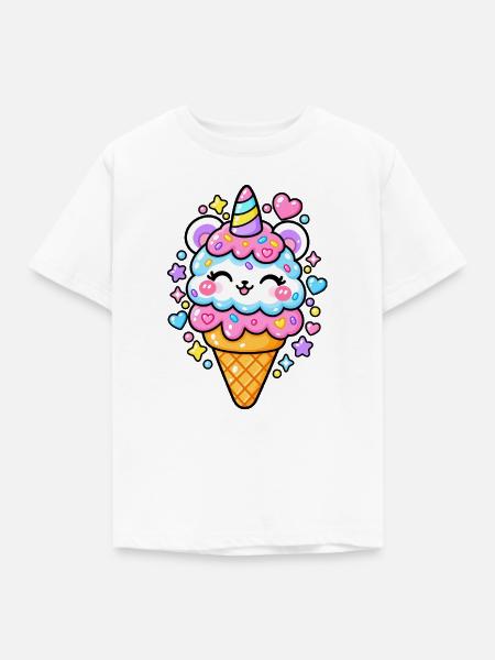 Lustiges Pastell-Eishorn - Kinder T-Shirt - Weiß