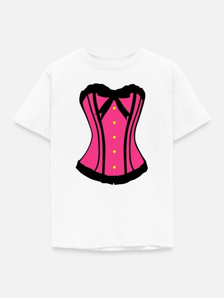Rosa Korsett Pink Kontrast - Kinder T-Shirt - Weiß