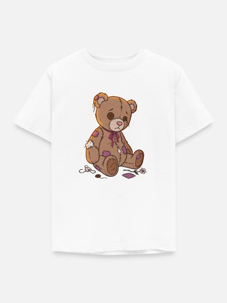 Trauriger Flickenteppichbär - Kinder T-Shirt - Weiß