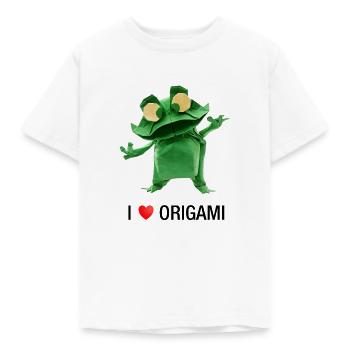 Ich liebe Origami - Frosch-Origami - Kinder T-Shirt - Weiß - Vorne - AI Model Kid Male (0cm)