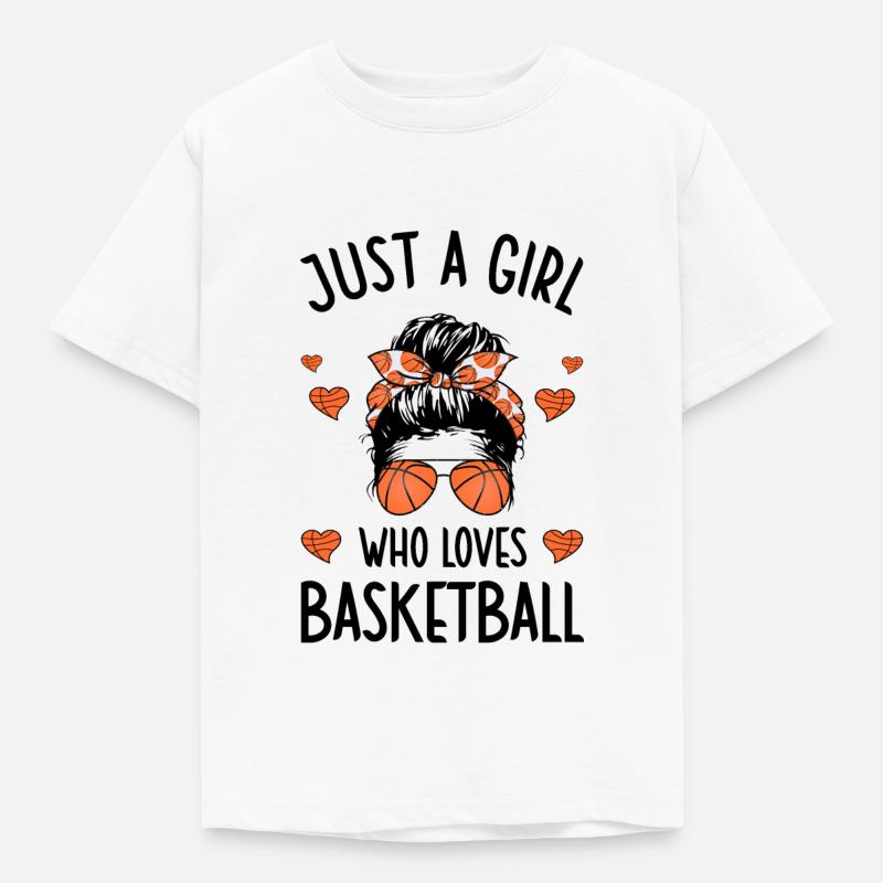 Fille Qui Aime Le Basket Joueuse Basketteuse - T-shirt Enfant - blanc