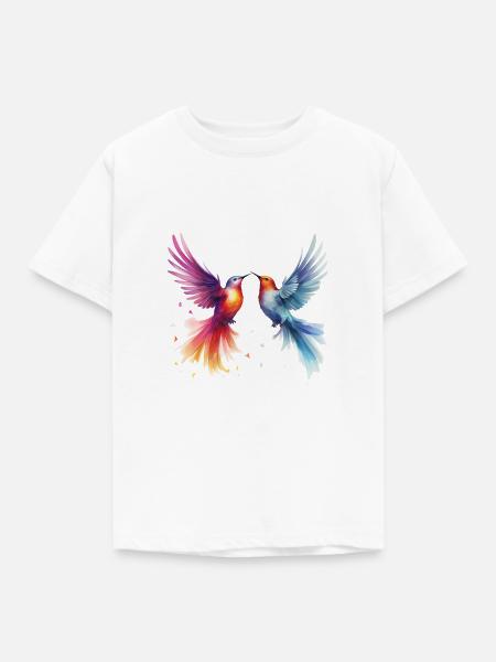 Bunte Vögel - Kinder T-Shirt - Weiß