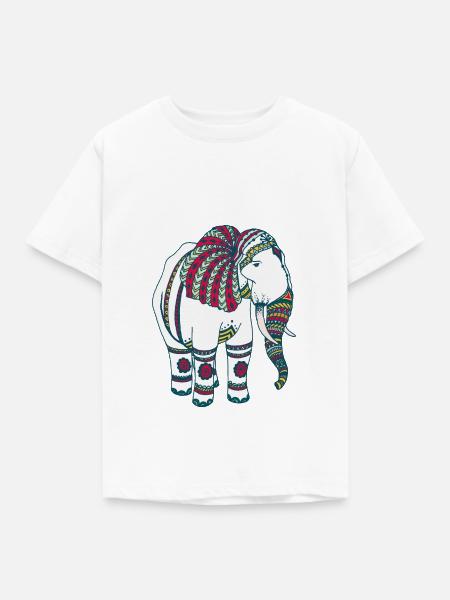 Farbenfroher Elefant - Kinder T-Shirt - Weiß
