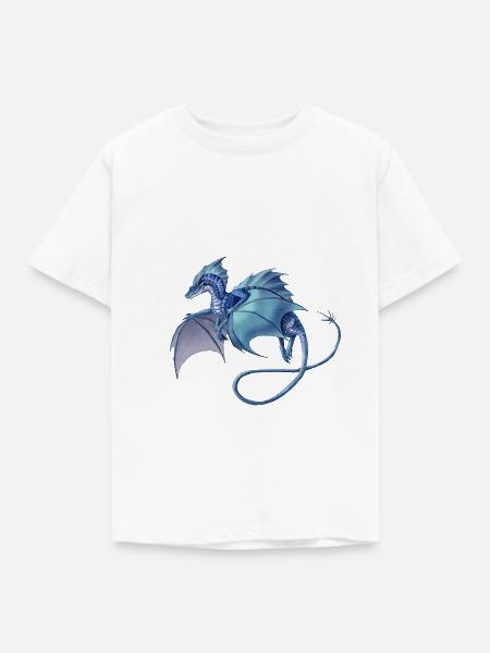 Blauer Drache - Kinder T-Shirt - Weiß