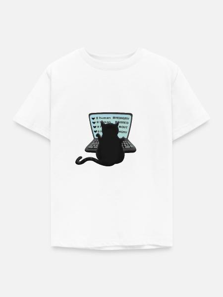 drôle de chat adolescent - T-shirt Enfant - blanc