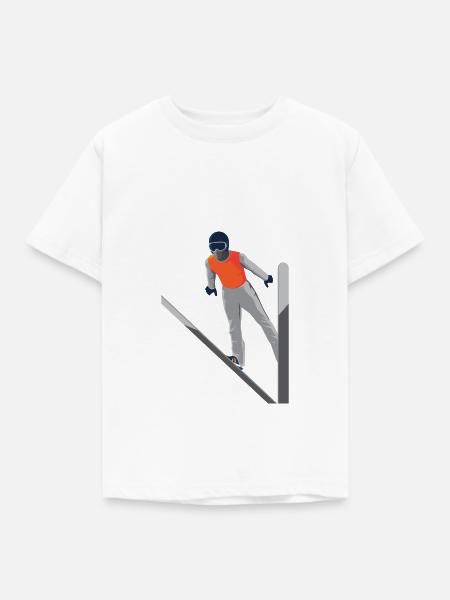 Skispringer - Kinder T-Shirt - Weiß