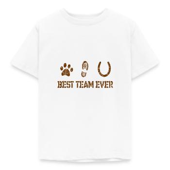 Dog Horse riding Reiten Pferd und Hund - Kinder T-Shirt - Weiß - Vorne - AI Model Kid Male (0cm)