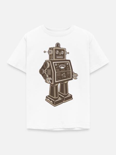 RETRO ROBOTER - Kinder T-Shirt - Weiß