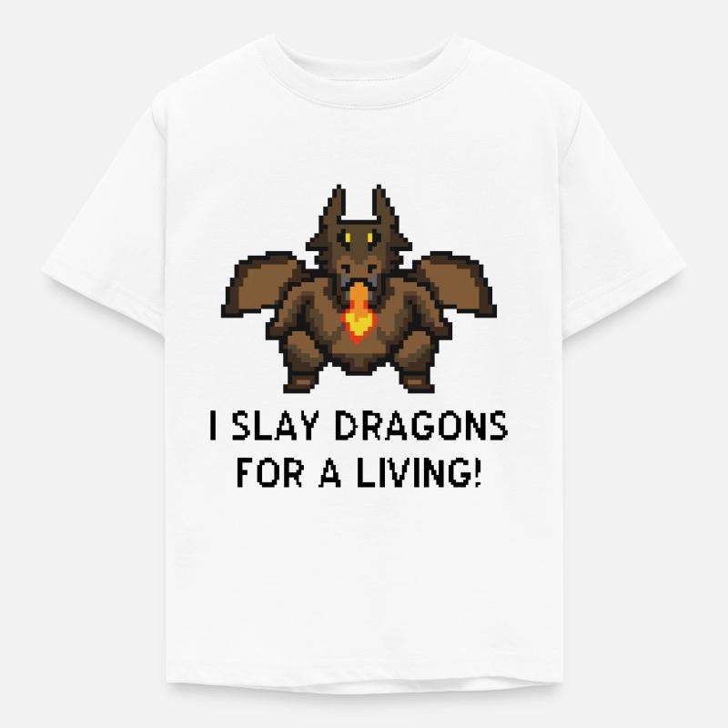 Les dragons tuent le jeu de pixel - T-shirt Enfant - blanc