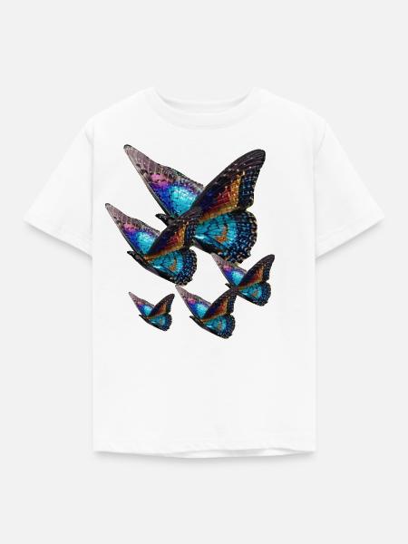 schmetterlinge,pailletten,gold,metallisch, - Kinder T-Shirt - Weiß