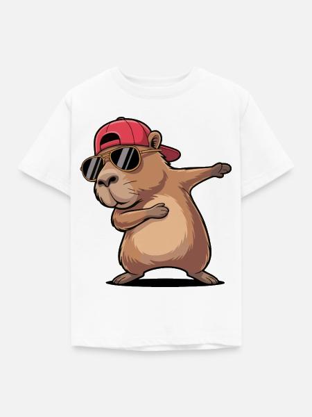 Cooles Capybara-Dabbing - Kinder T-Shirt - Weiß