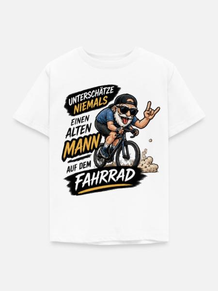 Nie Unterschätze Mann am Fahrrad - Kinder T-Shirt - Weiß