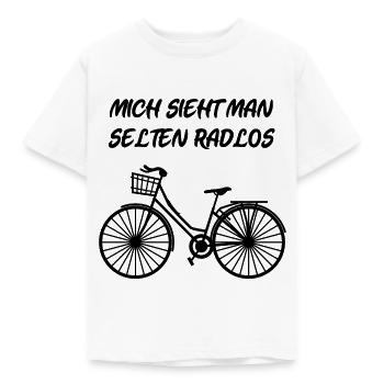 Mich sieht man selten radlos - Kinder T-Shirt - Weiß - Vorne - AI Model Kid Male (0cm)
