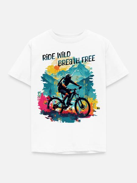 mountainbike mbt Fahrrad Ride wild breath free - Kinder T-Shirt - Weiß