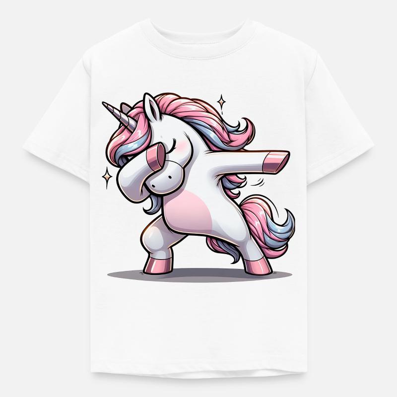 Einhorn dab Tanzen - Kinder T-Shirt - Weiß