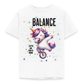 Unicycle unicorn dab dabbing - Kids' T-Shirt - white - Front - AI Model Kid Male (0cm)