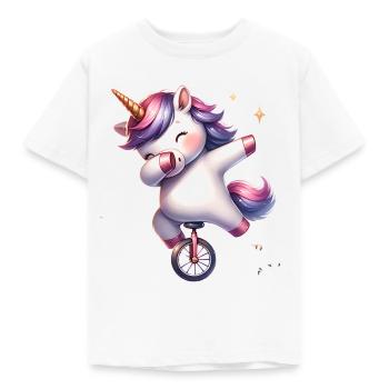 Unicycle unicorn dab dabbing - Kids' T-Shirt - white - Front - AI Model Kid Male (0cm)