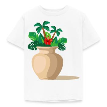 Vase Dschungel - Palmen Tropen - Kinder T-Shirt - Weiß - Vorne - AI Model Kid Male (0cm)
