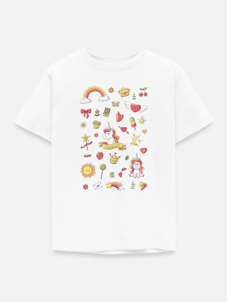 Einhorn Set Hochformat - Kinder T-Shirt - Weiß