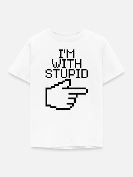I'm With Stupid – Lustiger IT Spruch - Kinder T-Shirt - Weiß