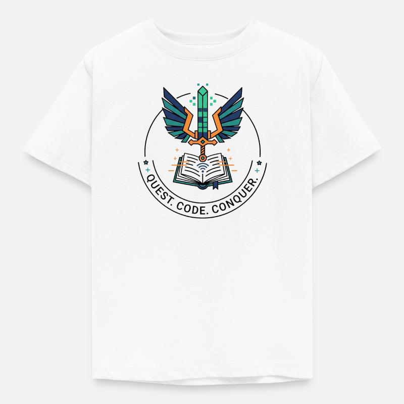 Quest. Code. Conquer Emblem - Kids' T-Shirt - white