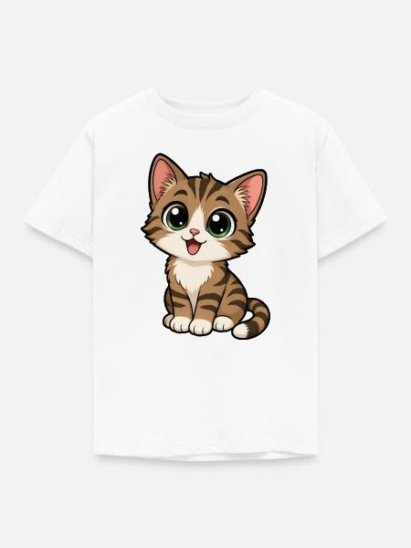 Süße Katze - Kinder T-Shirt - Weiß