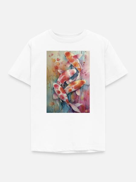 Mehrfarbige Aquarell-Koi - Kinder T-Shirt - Weiß
