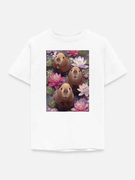 Drei Biber unter den Seerosen - Kinder T-Shirt - Weiß