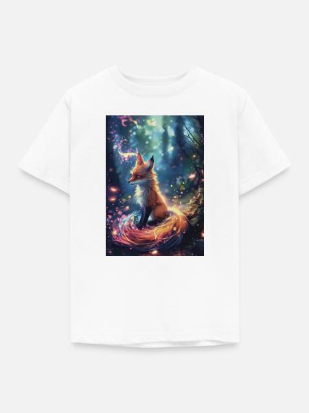 Magischer Fuchs im Hellen Wald - Kinder T-Shirt - Weiß