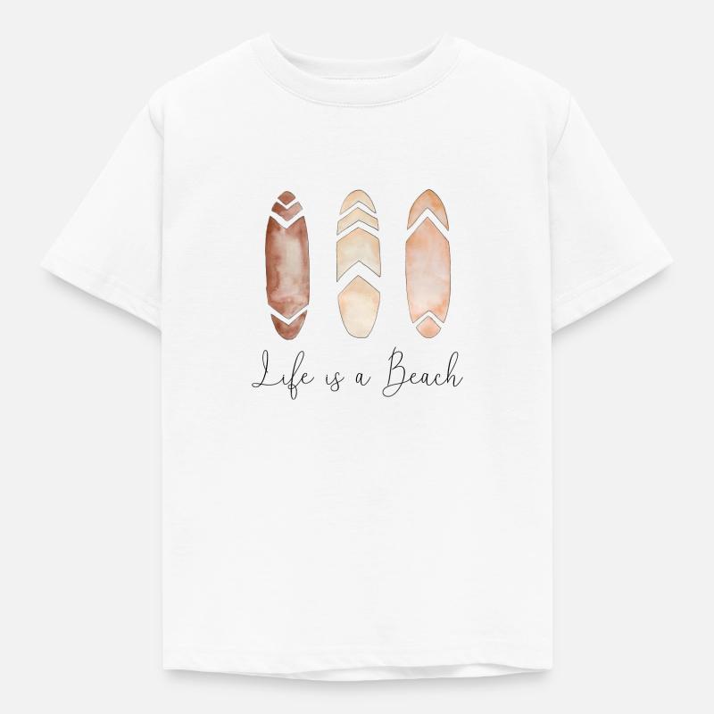 Life is a Beach | Surfboard Boho Style - Kinder T-Shirt - Weiß