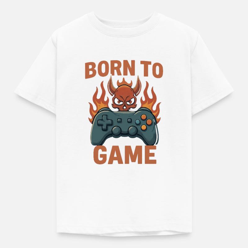 Born to Game – Fire Skull Controller - T-shirt Enfant - blanc