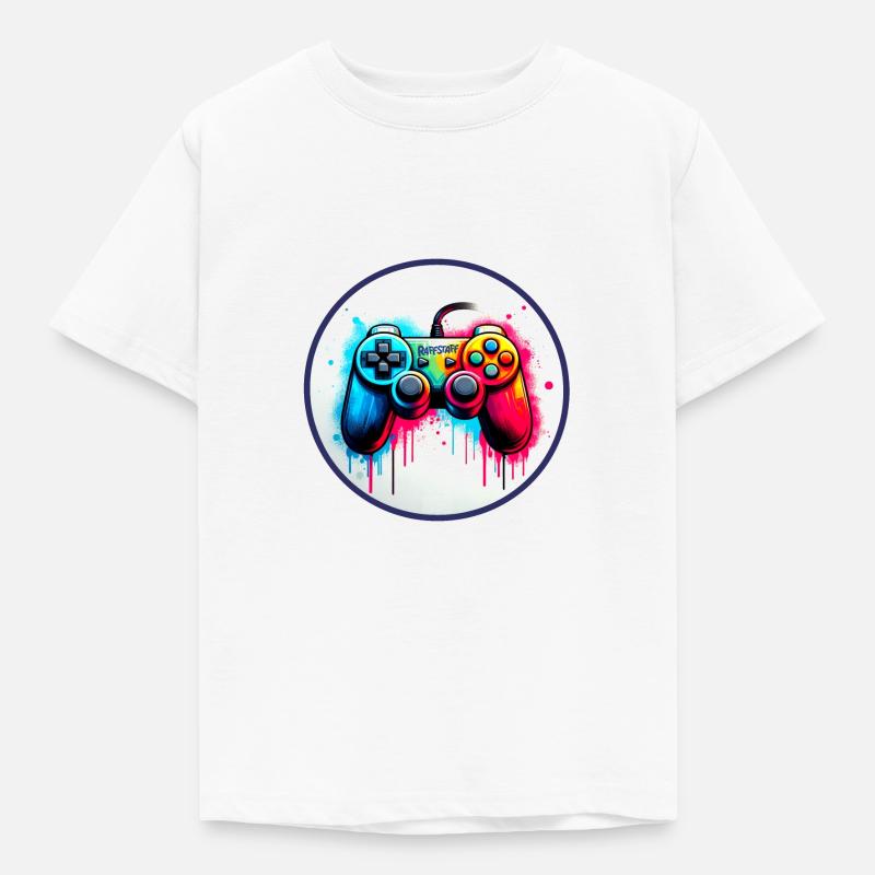 Gamer Gamepad Graffiti Controller - raffstaff ® - Kinder T-Shirt - Weiß