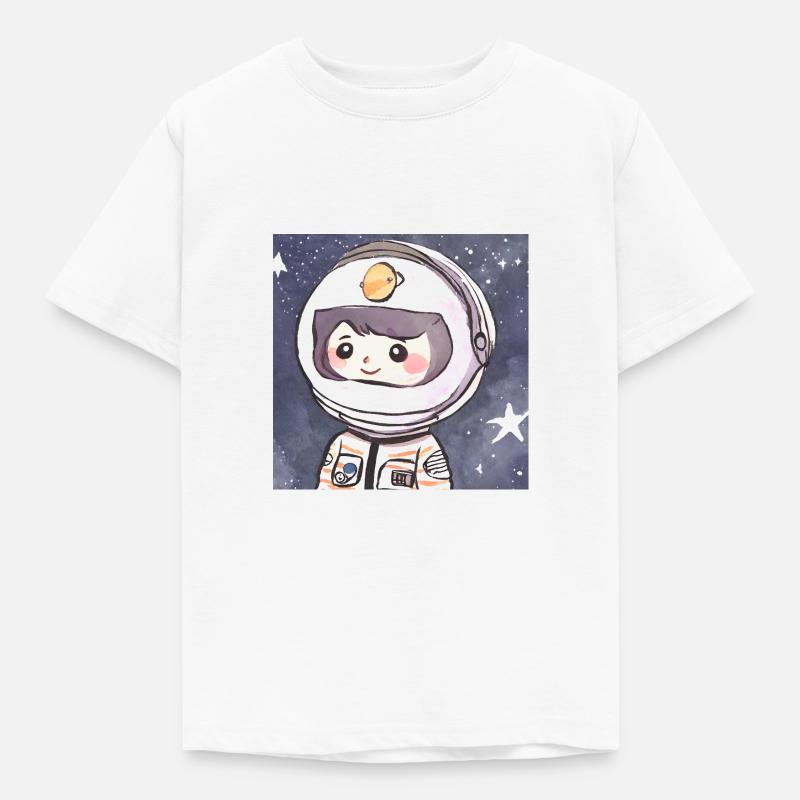Cute astronaut in outer space - Kids' T-Shirt - white