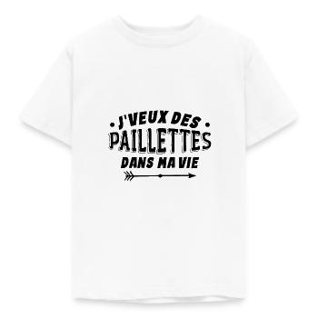 J'veux Des Paillettes Dans Ma Vie - T-shirt Enfant - blanc - Devant - AI Model Kid Male (0cm)
