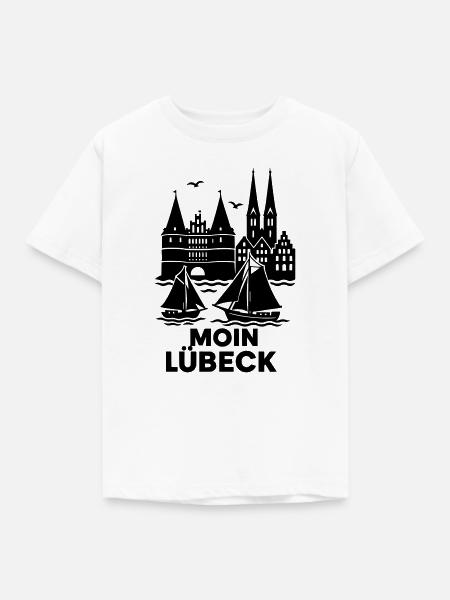 Lübeck Silhouette Moin - Kinder T-Shirt - Weiß