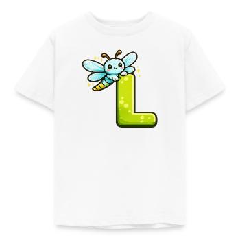 L wie Libelle  - Kinder T-Shirt - Weiß - Vorne - AI Model Kid Male (0cm)