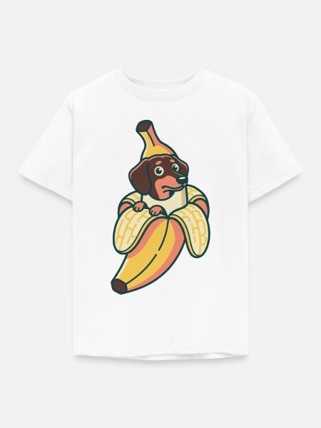 Dackel Banane - Kinder T-Shirt - Weiß