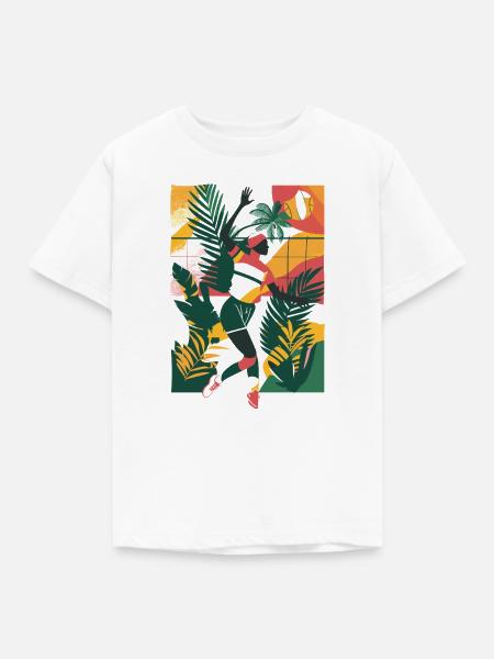 Volleyball Mädchen Cartoon - Kinder T-Shirt - Weiß