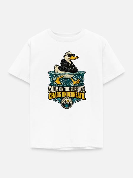 RobVibe Wildclub – Ruhige Oberflächenente - Kinder T-Shirt - Weiß