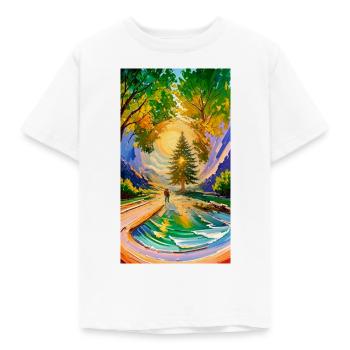 Lebendige Naturwanderung Malerei Vibrant Nature - Kinder T-Shirt - Weiß - Vorne - AI Model Kid Male (0cm)