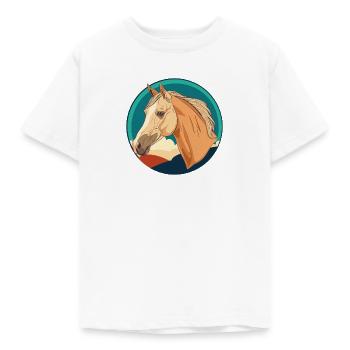 Pferde Hufe Ross - Kinder T-Shirt - Weiß - Vorne - AI Model Kid Male (0cm)