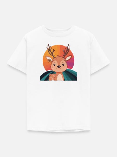 Hirsch Rehkitz Hirschgeweih - Kinder T-Shirt - Weiß