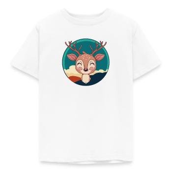 Hirsch Hirschgeweih Waldbewohner - Kinder T-Shirt - Weiß - Vorne - AI Model Kid Male (0cm)