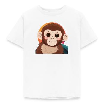 Monkey Monkey Face - Kids' T-Shirt - white - Front - AI Model Kid Male (0cm)