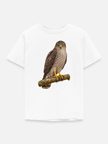 Habicht auf dem Ast - Kinder T-Shirt - Weiß