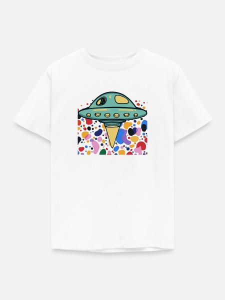 UFO Scifi Raumschiff - Kinder T-Shirt - Weiß