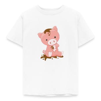 Süsses Schnweinchen badet im Schlamm - Kinder T-Shirt - Weiß - Vorne - AI Model Kid Male (0cm)